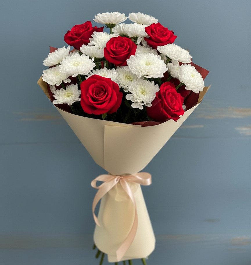 Букет цветов из: Розы и Хризантемы в Усово