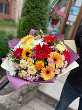 Букет цветов из:  Герберы, Ромашки, Хризантемы, Розы и Подсолнухи #REPLACE_PRED# Усово