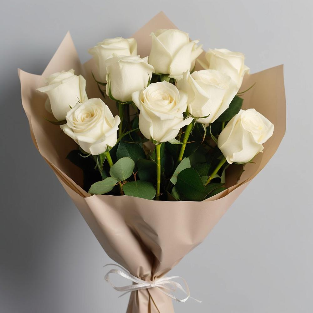 Букет 9 Белых роз Эдлесс Лав в Усово