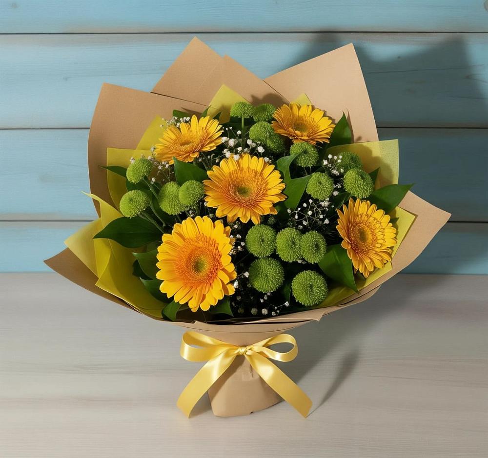 Букет цветов из: Герберы и Хризантемы в Усово