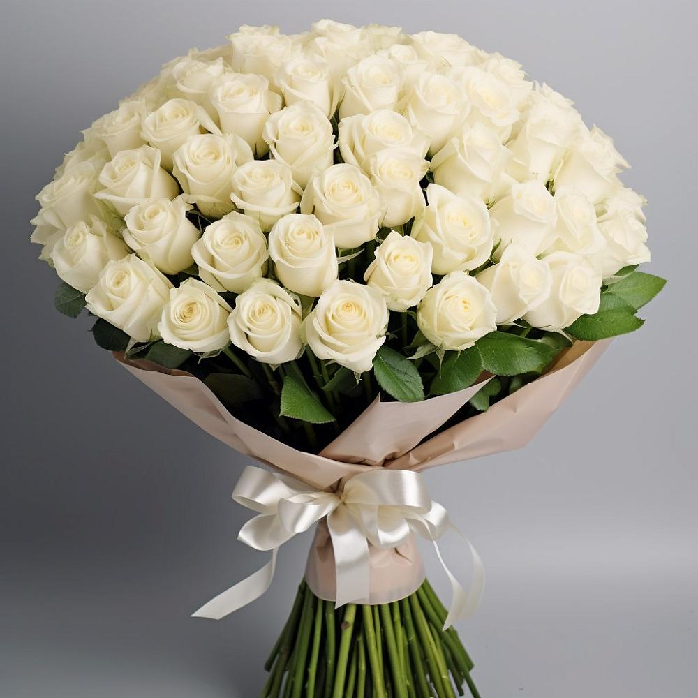 Букет 101 беля роза Белоснежка в Усово