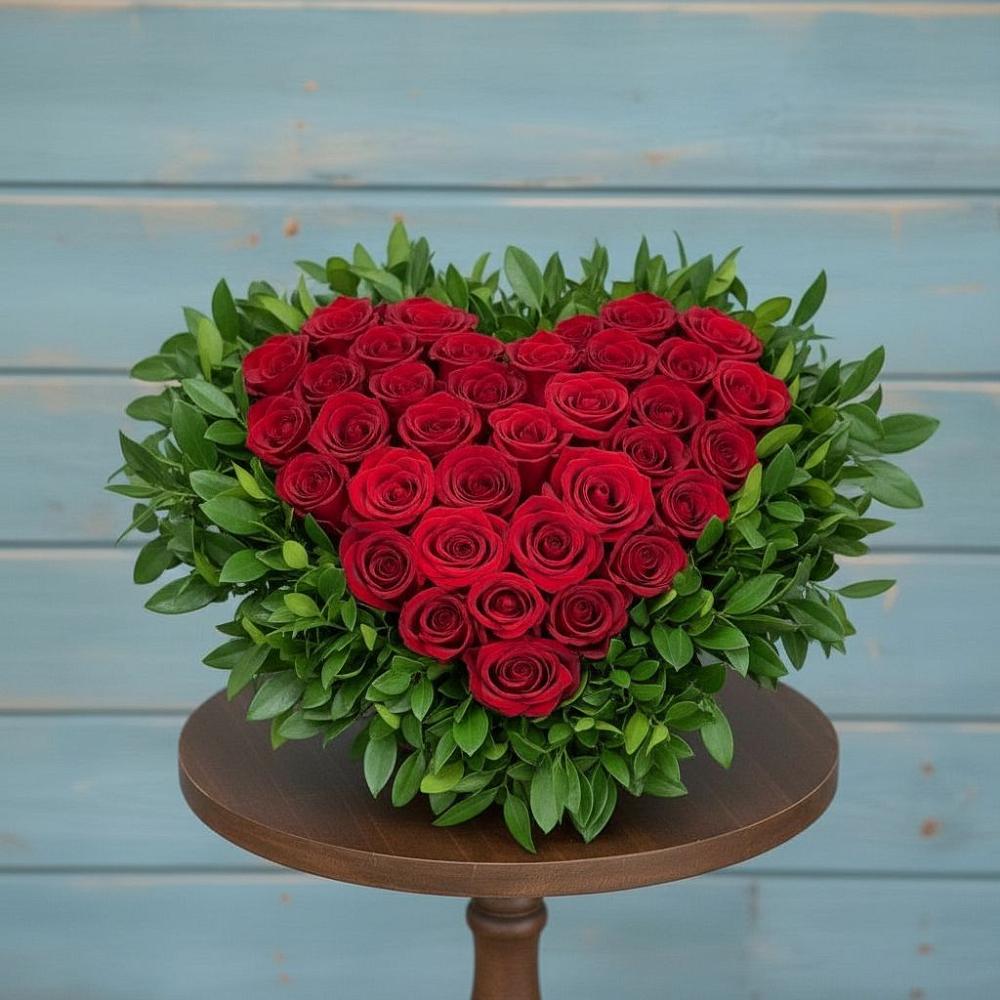 Цветочная композиция из Розы в виде сердца в Усово