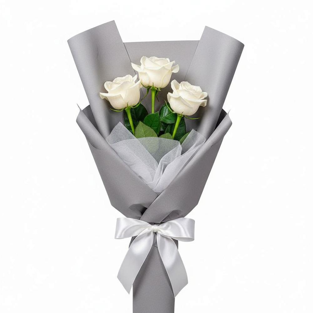Букет 3 белые розы в Усово