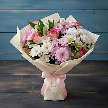 Букет цветов из:  Хризантемы, Альстромерии и Розы в Усово